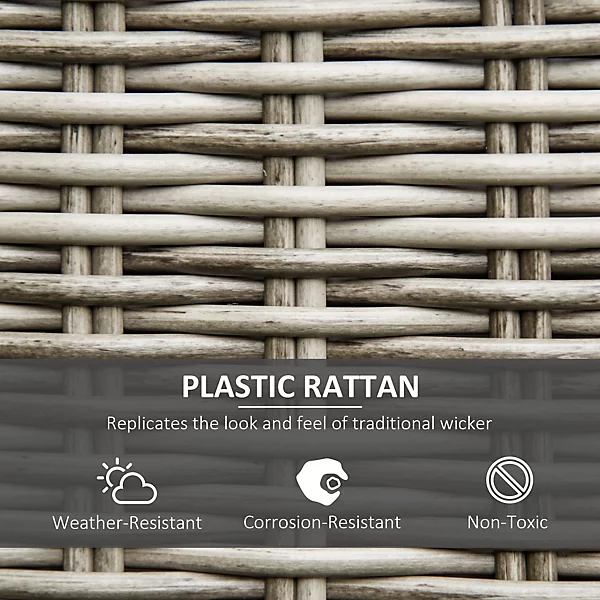 Outsunny 5 PCs Outdoor Rattan Lounge Chair Round Daybed Table Set w/ Cushion