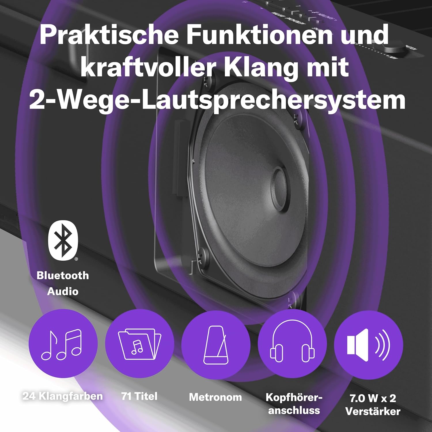 Yamaha P-225 Digital Piano, White - Lightweight and Portable Digital Piano with the Graded Hammer Compact Keyboard with 88 Weighted Keys and 24 Instrument Sounds