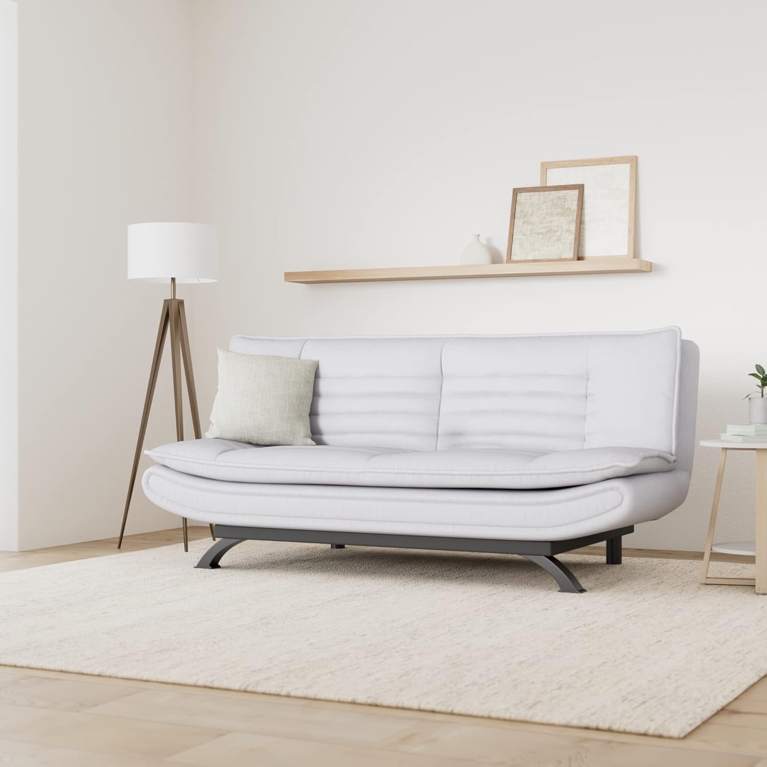 AC Design Furniture Jasper Sofa Bed W: 196 x H: 91 x D: 96 cm, Dark Grey/Black, Fabric/Metal