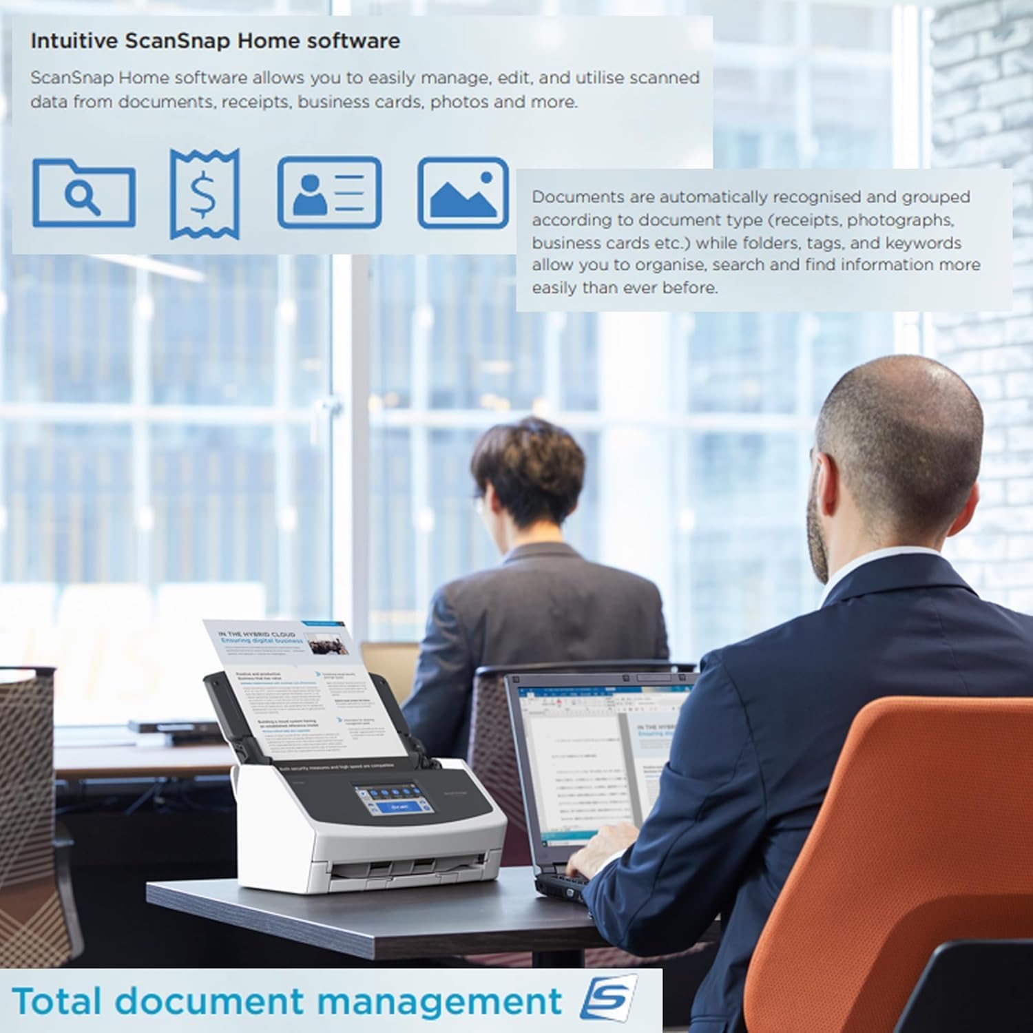 iX1600 ScanSnap Scanner (White) - A4, A5, A6, B5, B6, Business Card, Postcard, Letter, Legal and Custom, Duplex, Wi-Fi, USB 3.2, (40 Pages/80 Images/Min) with ADF, White, ADF, 40 ppm