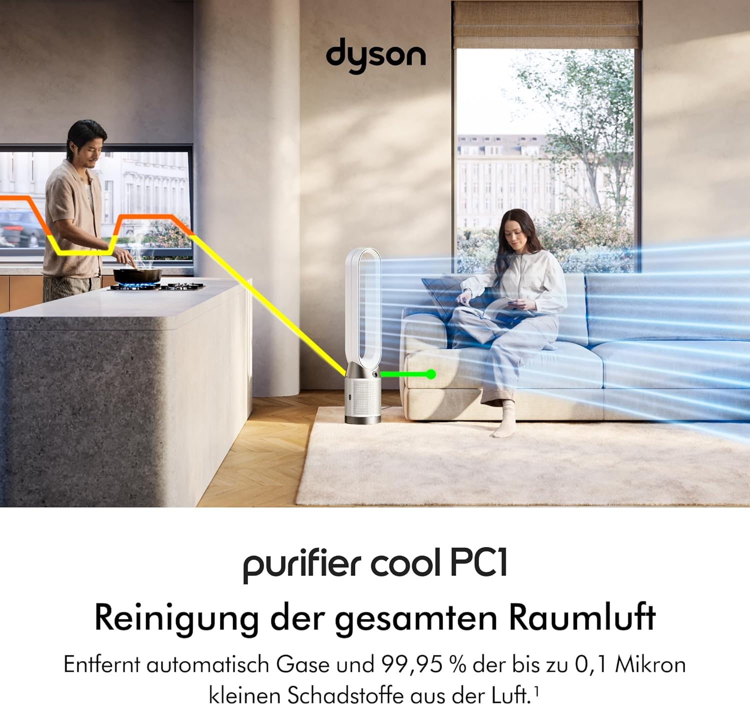 Dyson Purifier Cool PC1 Luftreiniger mit kraftvollem kühlenden Luftstrom (Weiß/Weiß)