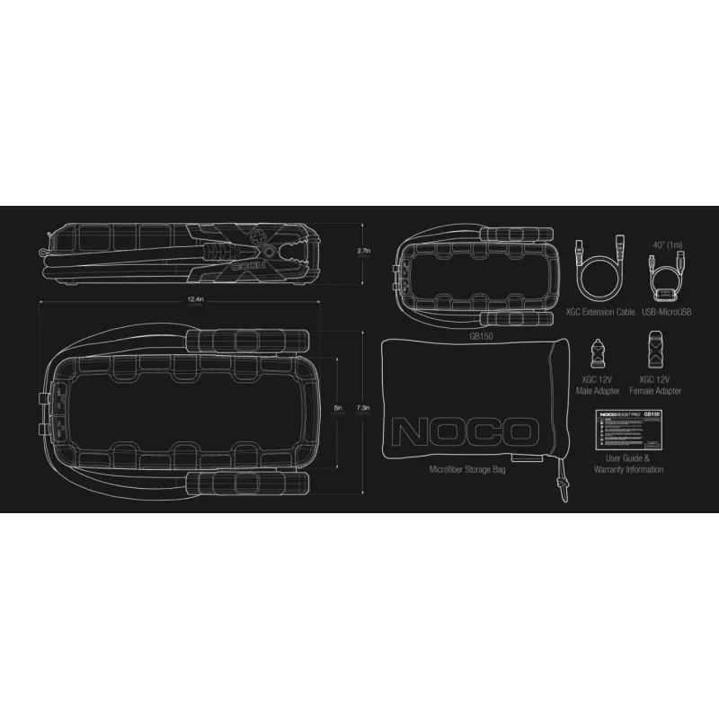 BOOSTER NOCO GB70 2000A 12V LITHIUM JUMP STARTER HD