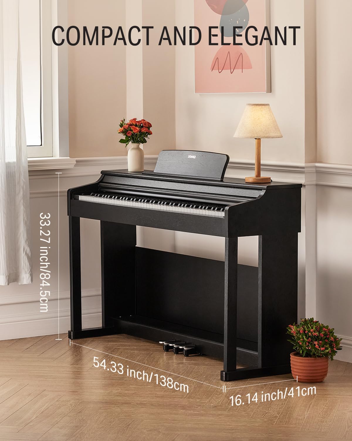 Upright Digital Piano, Donner DDP-100 88 Keys Digital Piano Home Keyboard Bundle