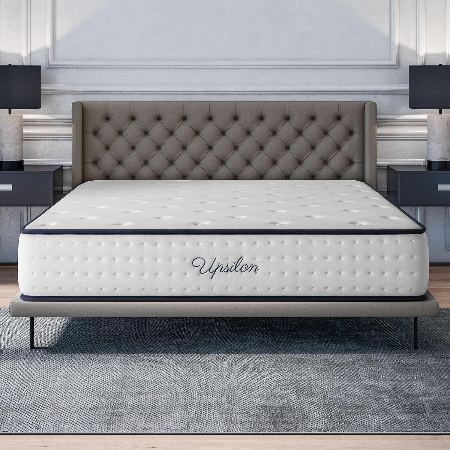 COSMOS - Upsilon Mattress 150x190-30 cm - Hybrid - Pocket Springs - Memory Foam + Blue Latex Support - Medium-Firm Comfort - 7 Zones - Reversible - Isolated Sleep - Made in Europe