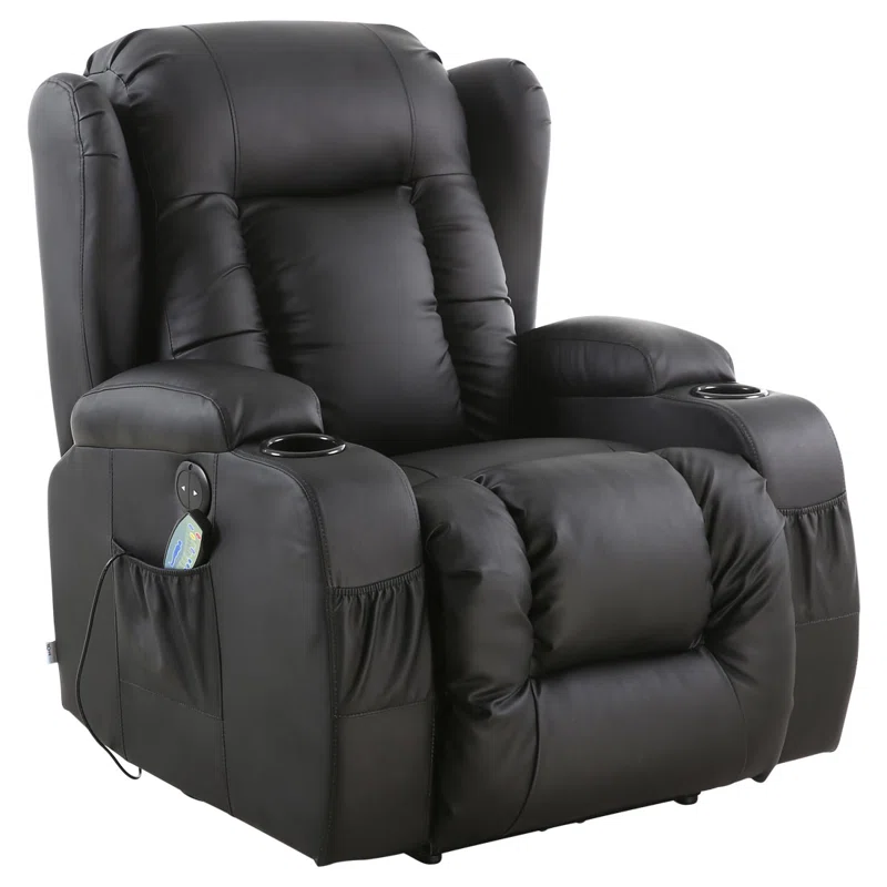 Bonded Leather Electric Recliner with Massager and Heating
