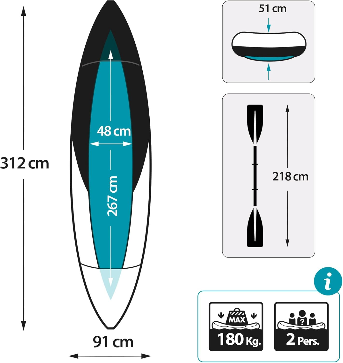 Intex Explorer K2 Kayak, 2-Person Inflatable Kayak Set with Aluminium Oars and High Output Air Pump