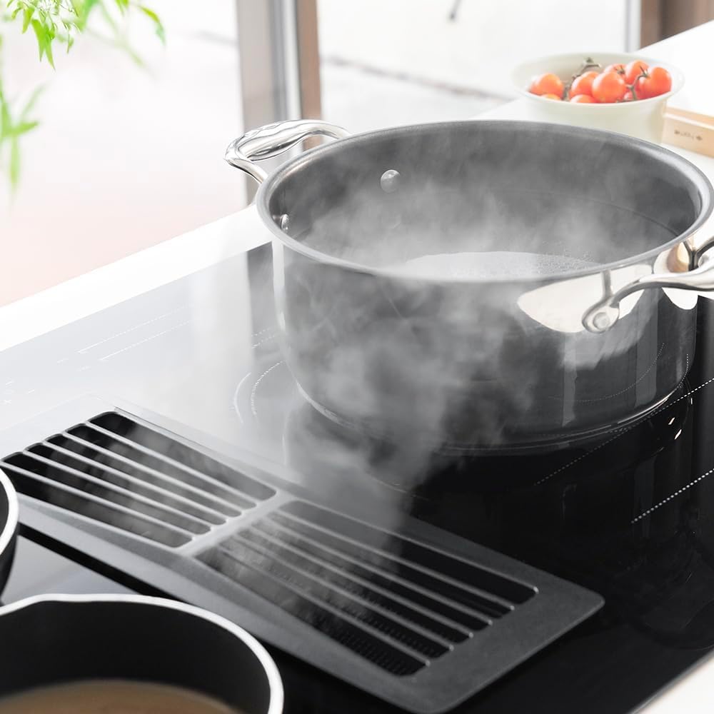 Cecotec Piano cottura a induzione Bolero Squad IH 4800 TotalFlex80. cappa aspirante integrata, 15 livelli di potenza, 7400 W, timer, forza di aspirazione 630 m3/h, tattile, blocco di sicurezza [Classe di efficienza energetica A]