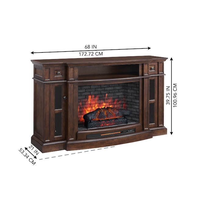 68-in W Mahogany Infrared Quartz Electric Fireplace