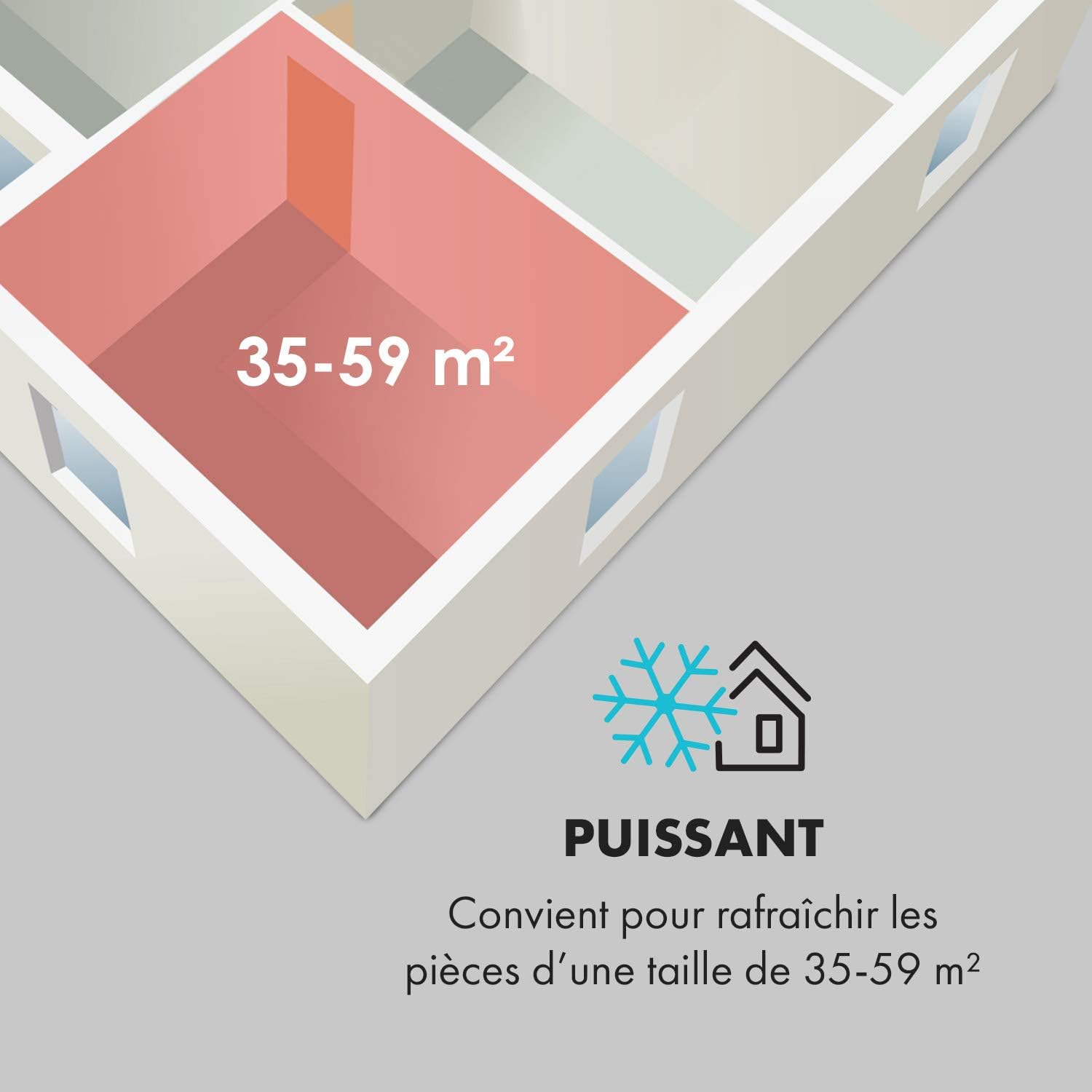 Klarstein Silent Mobile Air Conditioner, 5 in 1 Portable Smart Air Conditioning, Mini Air Conditioner, Purifier and Odour Removal, Air Dehumidifier, Night Mode, Low Consumption, 12K BTU, Air [Energy Class A]