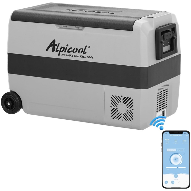 Alpicool T50 50L Compressor Car Refrigerator, Portable Camping Fridge DC 12v Freezer for TruckCampervanRVBoat, -20℃ to 20℃, with USB Socket