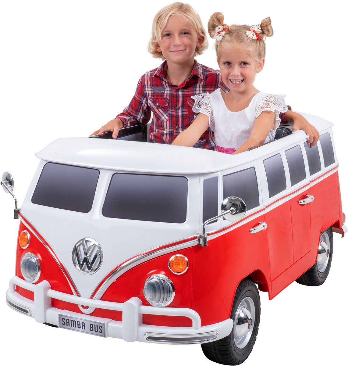 Actionbikes Motors electric children's car electric car VW Bus Bulli T1, load capacity 40 kg, (2 pieces), EVA solid rubber tires - VW Bulli - from 3 years. Children's electric car