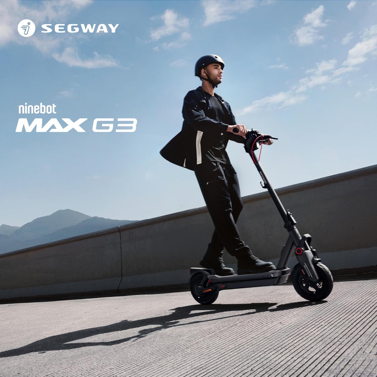 Segway-Ninebot MAX G3 D E-Scooter with Road Legal, 80 km Eco Mode Range, Eco Mode, 75 km at 20 km/h, Charging Time 3.5 h, 130 kg Load Capacity, Double Hydraulic Suspension, Smart Display
