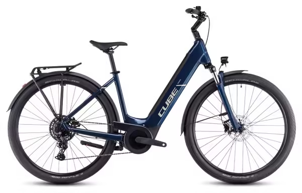 Cube Touring Hybrid One 500 Easy Entry Electric Hybrid Bike Shimano Cues 9S 500 Wh 700 mm Cotton White Grey 2025