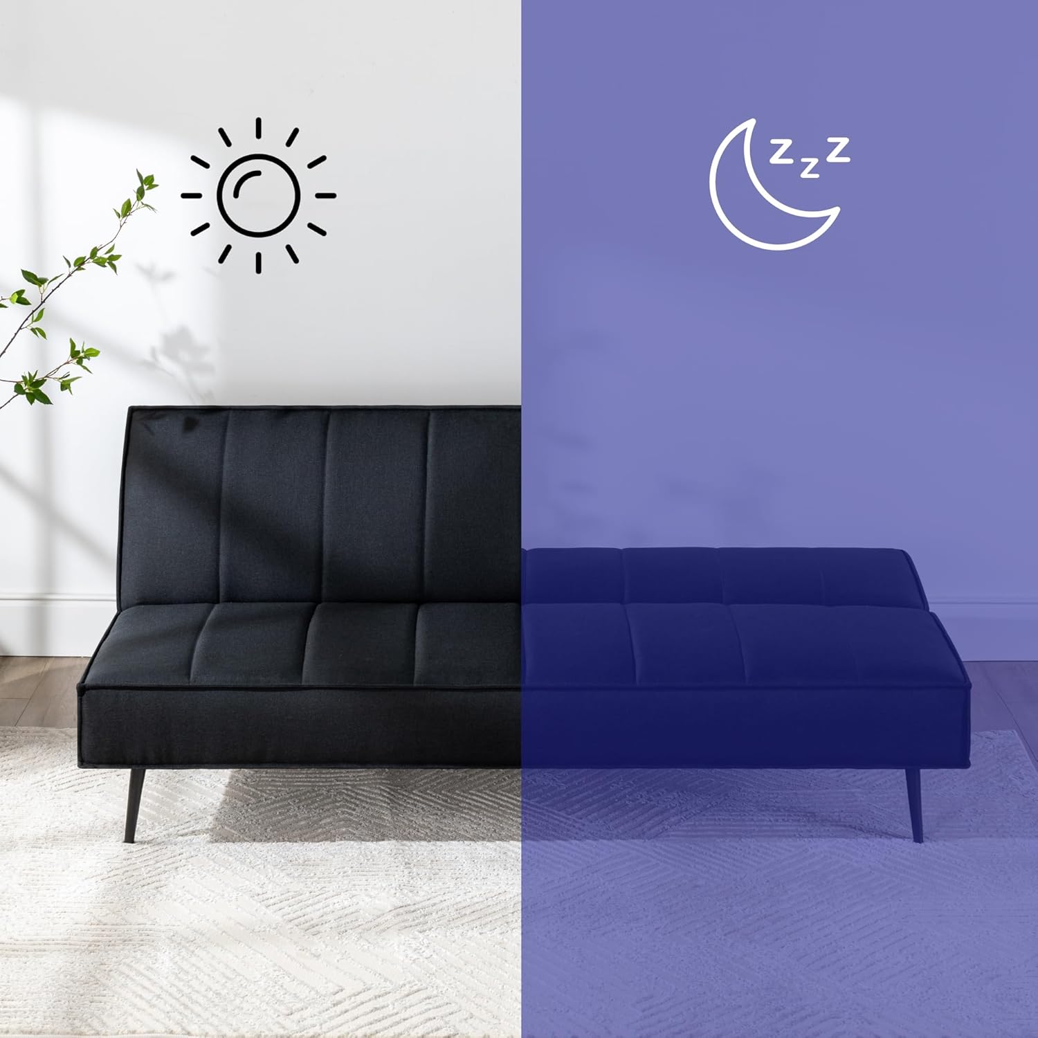 Zinus Quinn Clic Clac Sofa Bed - 2-in-1 Folding Sofa Bed - Suitable for Guest Rooms and Small Spaces