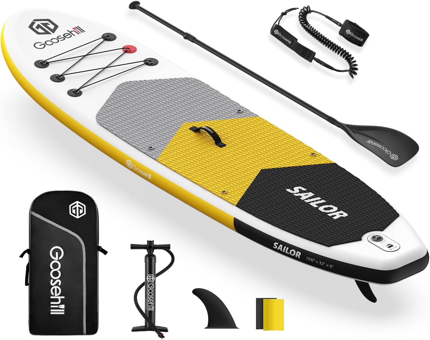 Goosehill Inflatable Stand Up Paddle Board, Premium SUP Package, 10' Long 32 Wide 6 Thick, Patterns Open for Customization