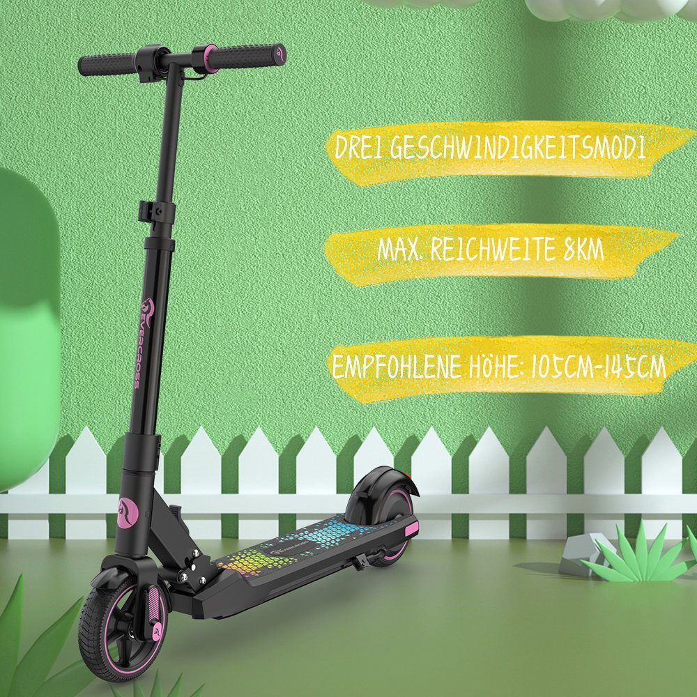 Evercross mini scooter, electric scooter for children aged 6-16 years, max 15 km/h, electric kick scooter, LED