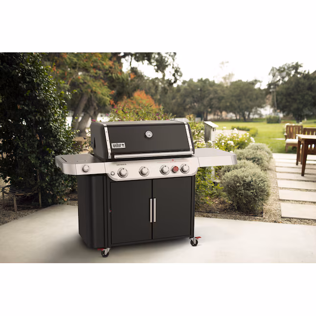 Weber Genesis E-435 Black 4-Burner Liquid Propane Gas Grill with 1 Side Burner