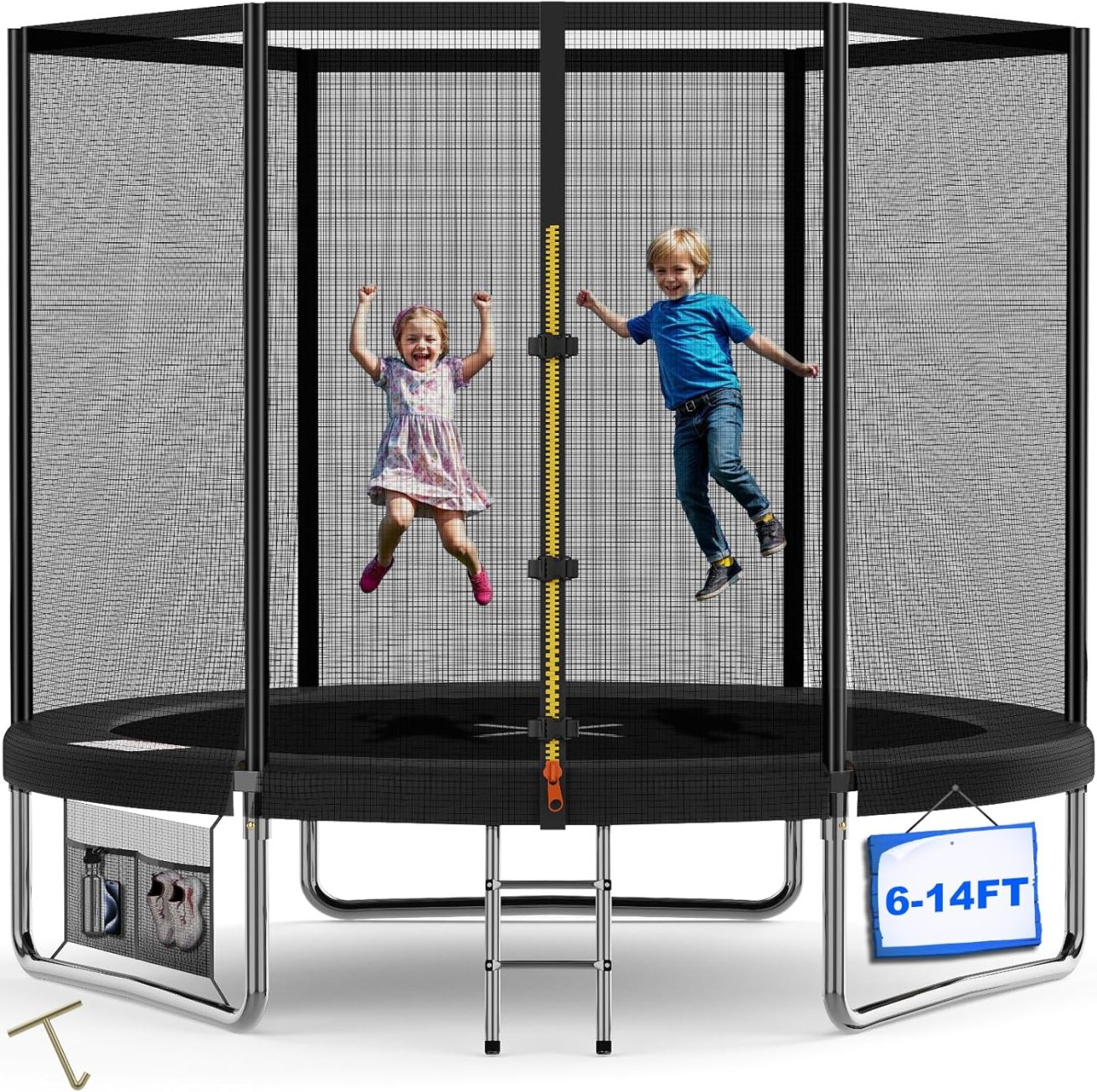 Devoko trampoline outdoor Ø 228 cm indoor trampoline children's garden trampoline, complete set with shoe net, ladder, edge cover, safety net, load capacity 150 kg