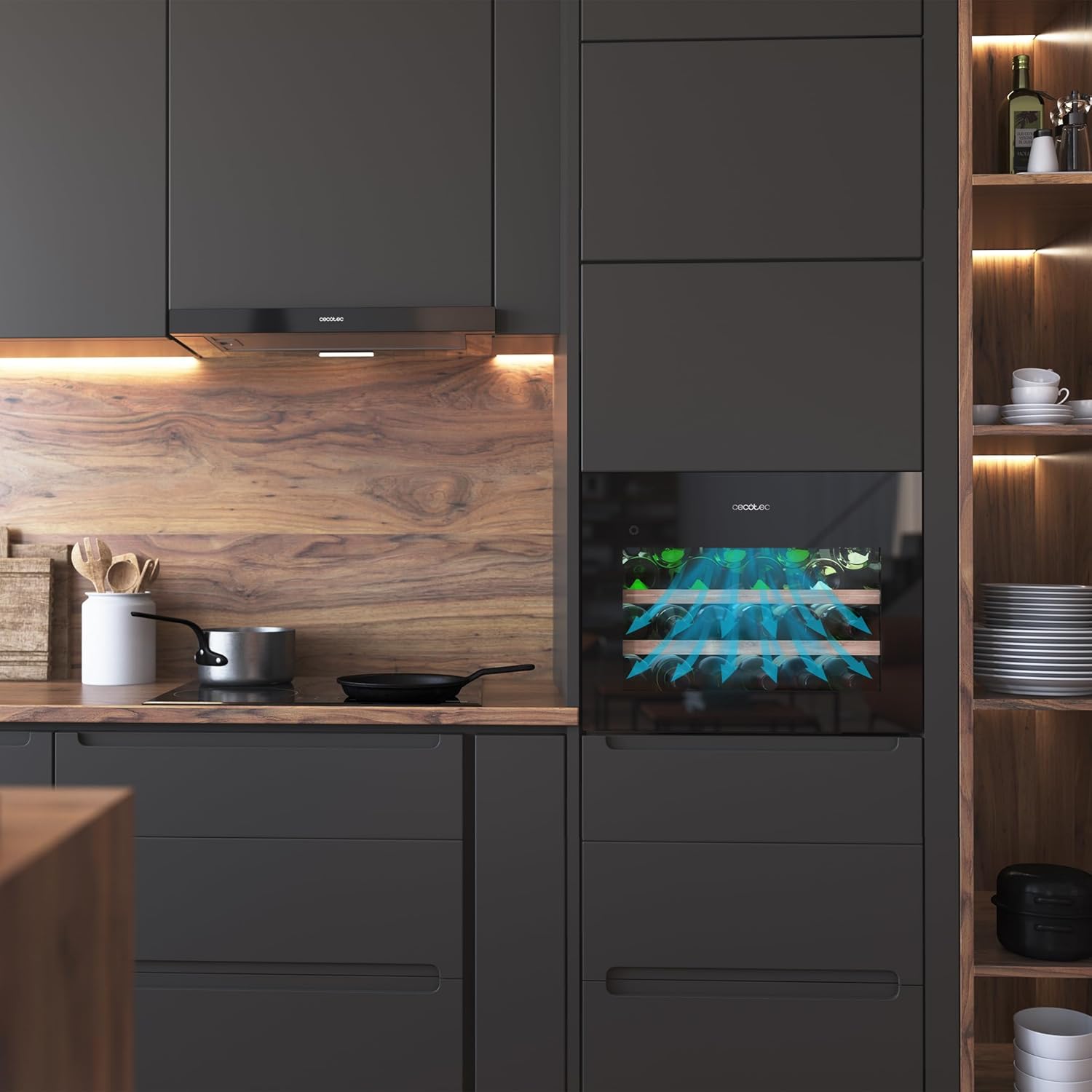 Cecotec Bolero Grandsommelier Bi 28000 Touch Black Compressor Built-in Wine Fridge 28 Bottles With Black Glass Finish And Quiet Operation [Energy Class G]