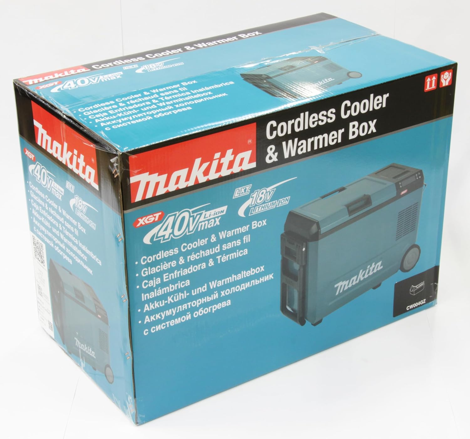 Makita 40V Battery Cooling and Heat Box, 29L Portable Refrigerator, Turquoise, IPX4 Water Resistant, Compressor Cooling System, Bottle Opener, Deep Discharge Protection