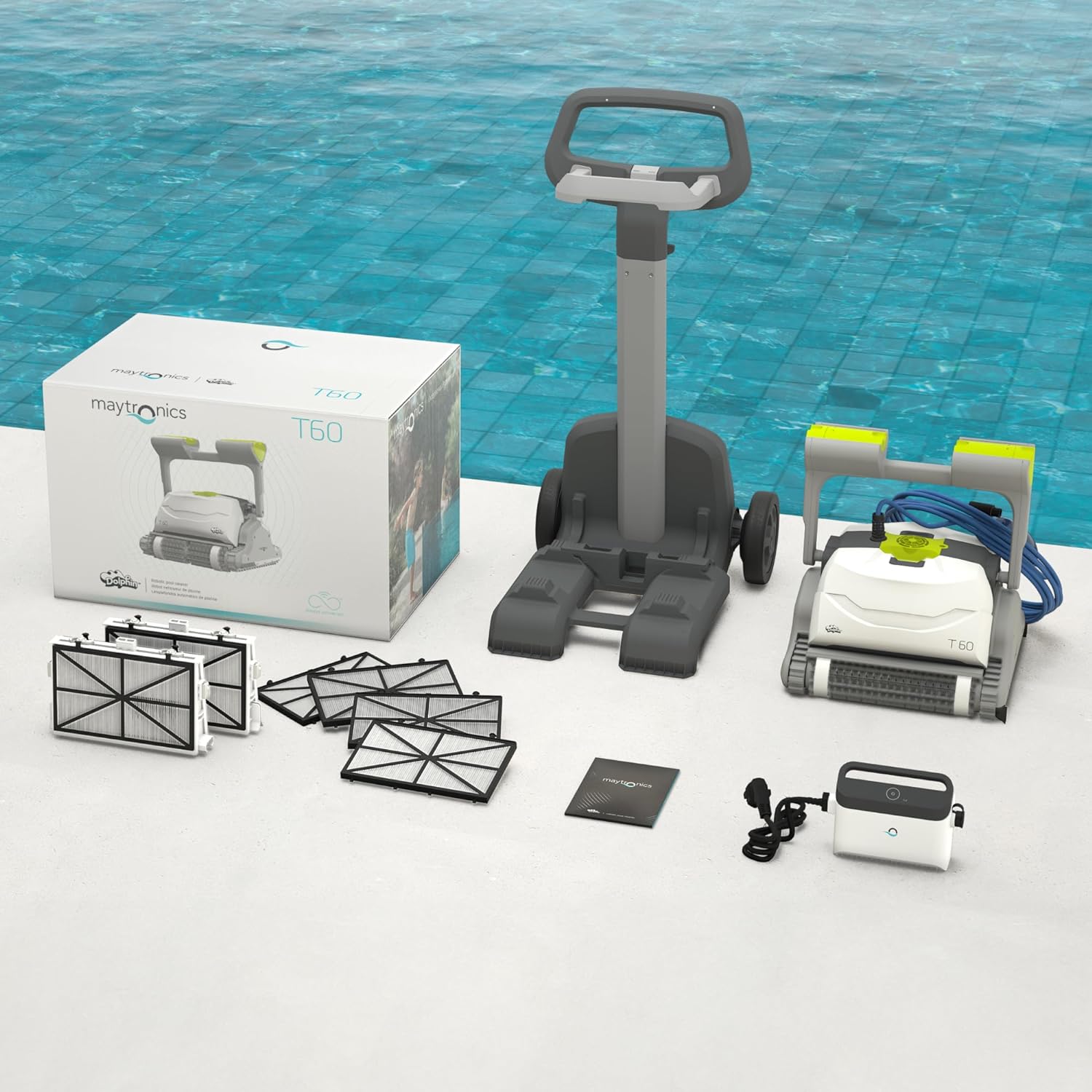 DOLPHIN T60 Electric Pool Cleaner Robot - Wall Cleaning, In-Ground Pool Up to 15 m