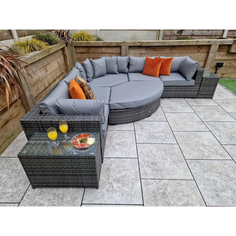 Berniss Wicker 8 - Person Garden Lounge Set with Cushions