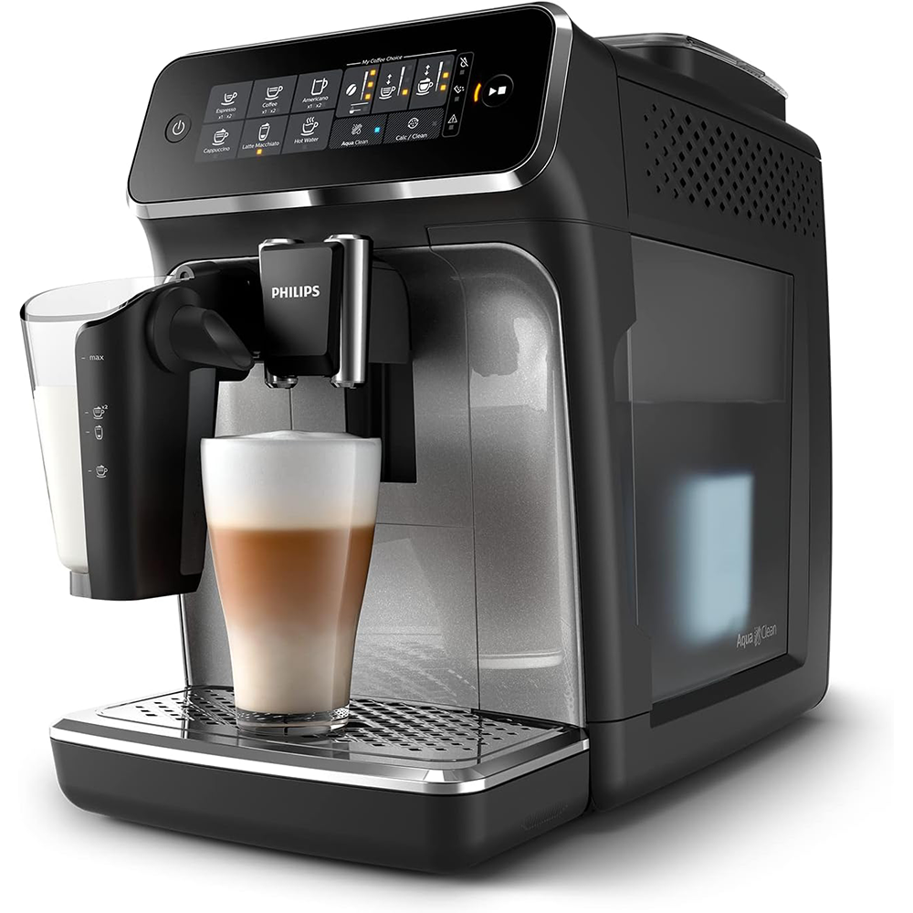 Philips 3200 series EP3246 / 70 fully automatic coffee machine, 5 specialty coffees (LatteGo milk system) black / silver lacquered