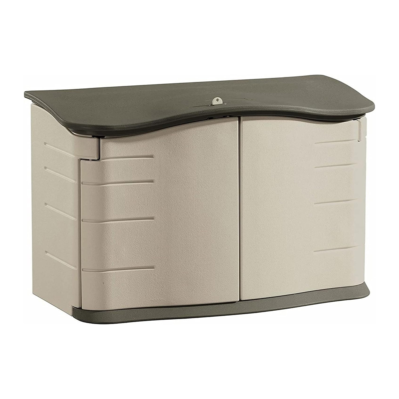 Rubbermaid Small Horizontal Resin Outdoor Storage Shed With Floor (4.5 x 3 Ft) Weather Resistant, Beige/Brown, Organization for Home/Backyard/Pool Chemicals/Toys/Garden Tools/Porch/Patio Cushions