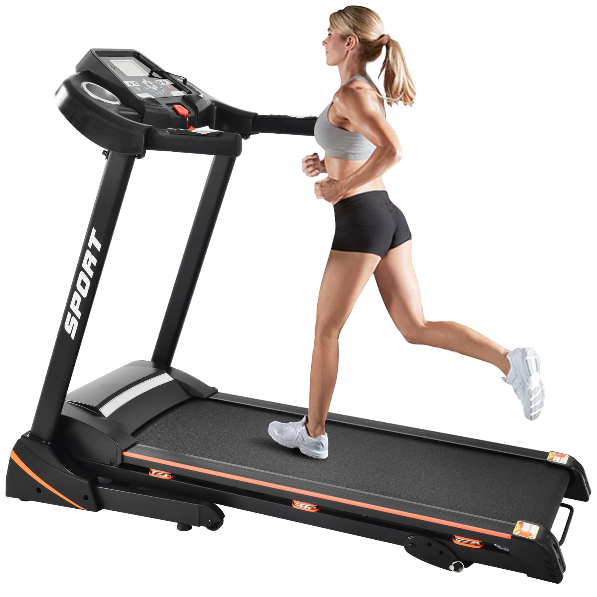 Folding Electric 3.5HP Treadmill With Incline Medium Running Machine Motorised LCD Gym 330lbs