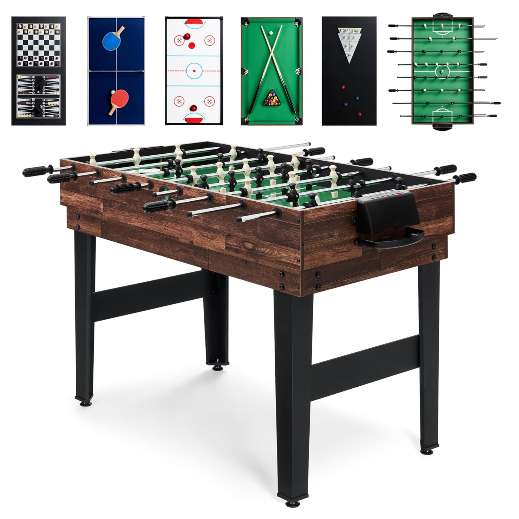 Best Choice Products 2x4ft 10-in-1 Combo Game Table Set for Home, Game Room, Friends & Family w/Hockey, Foosball, Pool, Shuffleboard, Ping Pong, Chess, Checkers, Bowling, and Backgammon
