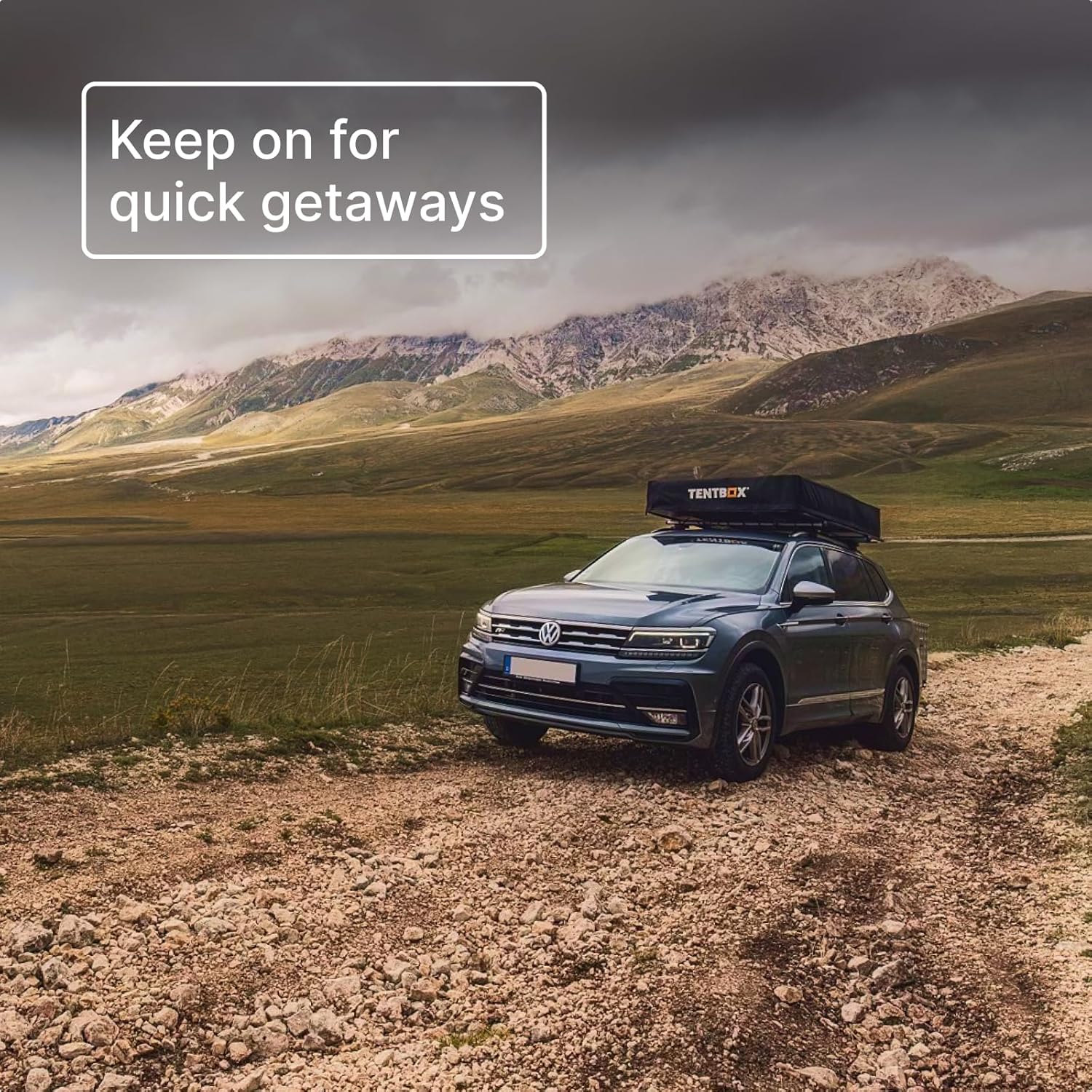 TentBox Car Roof Tent Lite XL - For 4 People - TentBox Car Roof Tent, Four Seasons, Car Camping - Tent Roof Box with Skylight to Watch the Stars - 2 Minutes Assembly