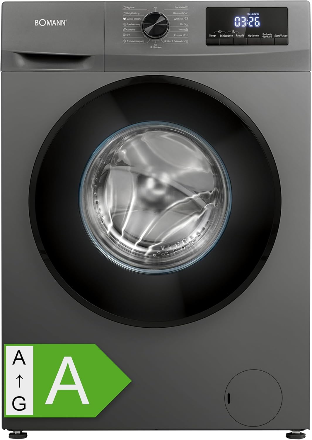 Bomann® Waschmaschine 7kg | max. 1400 U/min | 10 Jahre Motor-Garantie | effizienter, leiser & langlebiger Invertermotor | 15 Programme | Endzeitvorwahl | LED-Display | Washing Machine | WA 7175 weiß [Energieklasse A]