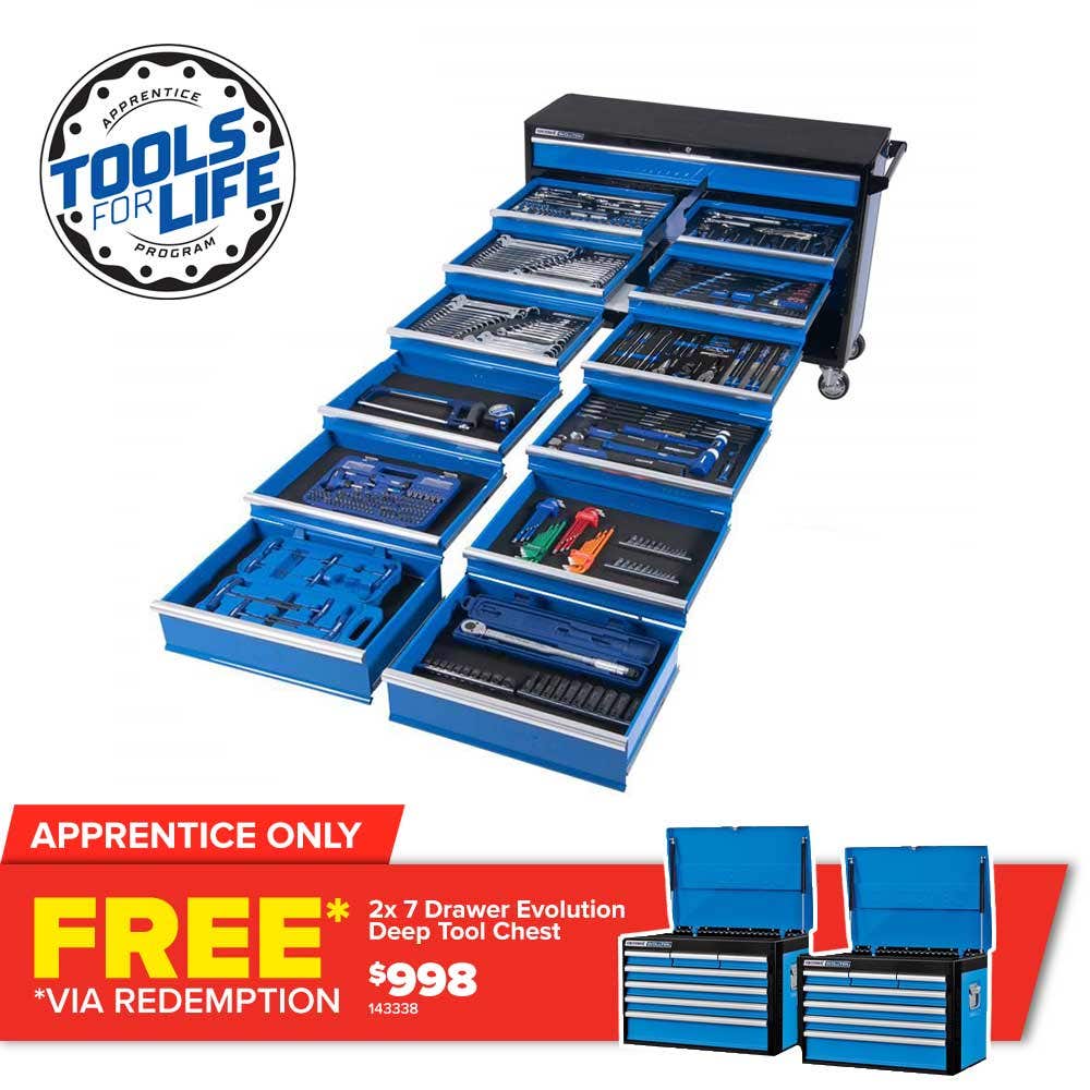 KINCROME Evolution TFL Tool Trolley 494 Piece 13 Drawer Extra Wide w. Trolley P1730