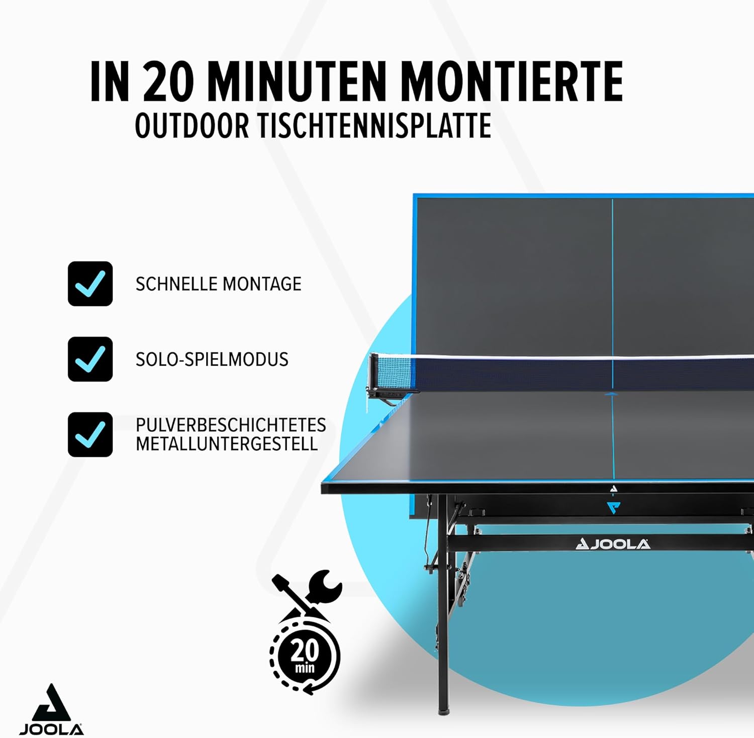JOOLA Outdoor Table Tennis Table - Professional Table Tennis Table 6 mm Aluminium Composite Surface - Weatherproof Foldable - Includes Net