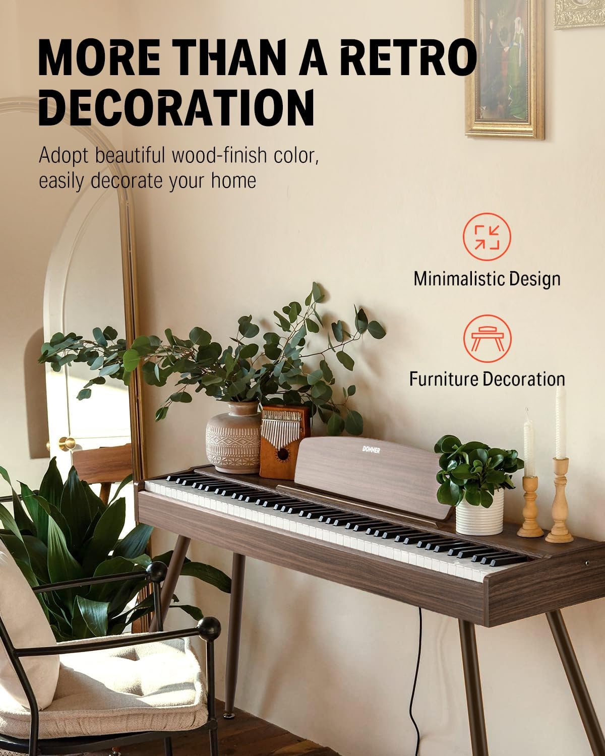 Donner DDP-80 E-Piano 88 Tasten Gewichtet Klavier, Hammermechanik II, Home Digital-Pianos Volle Größe Keyboard mit Ständer, Dreifach-pedal, USB-MIDI und Kopfhöreranschluss