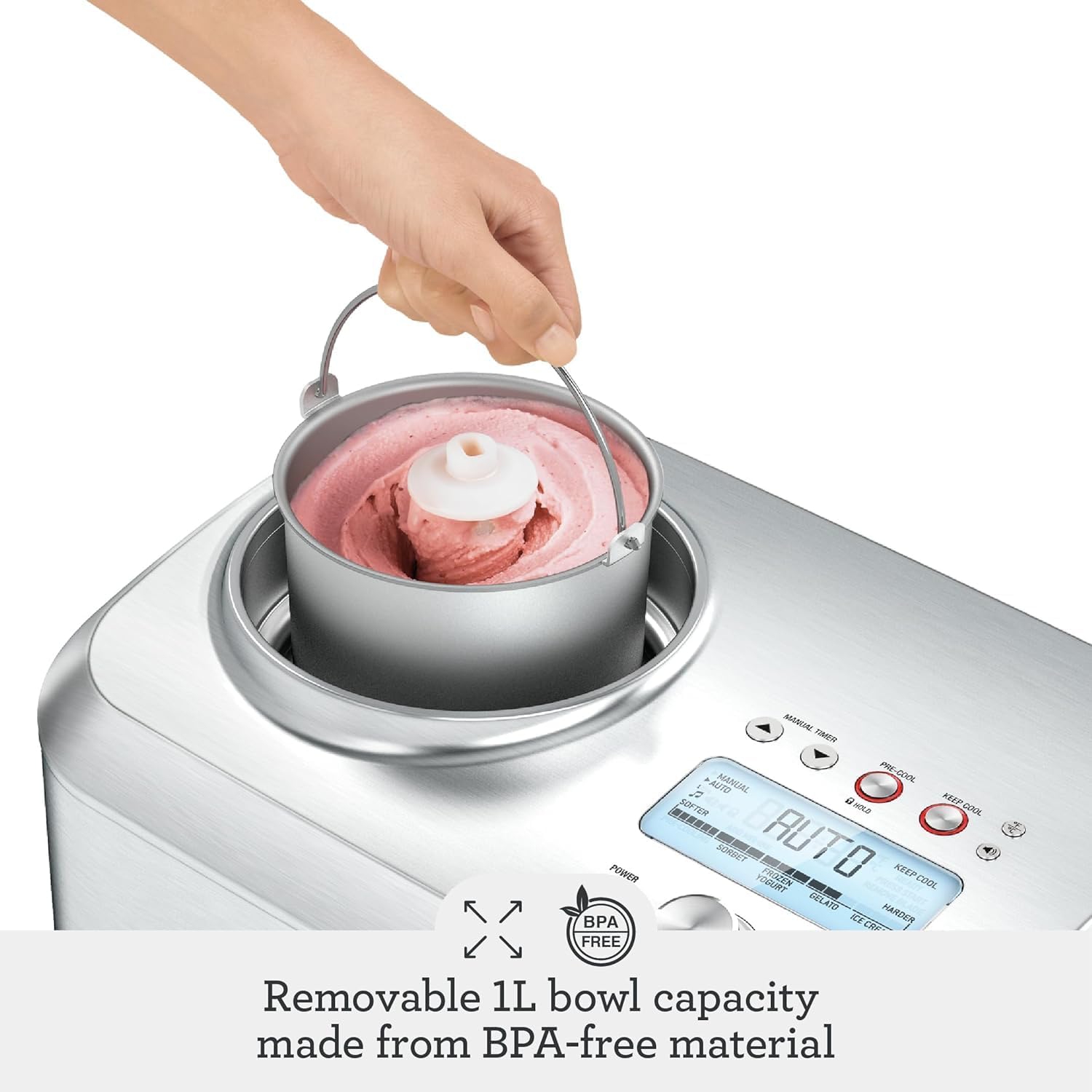 Sage - The Smart Scoop Ice Cream Maker - Self-Cooling Machine - Manual & Automatic Modes - Brushed Stainless Steel
