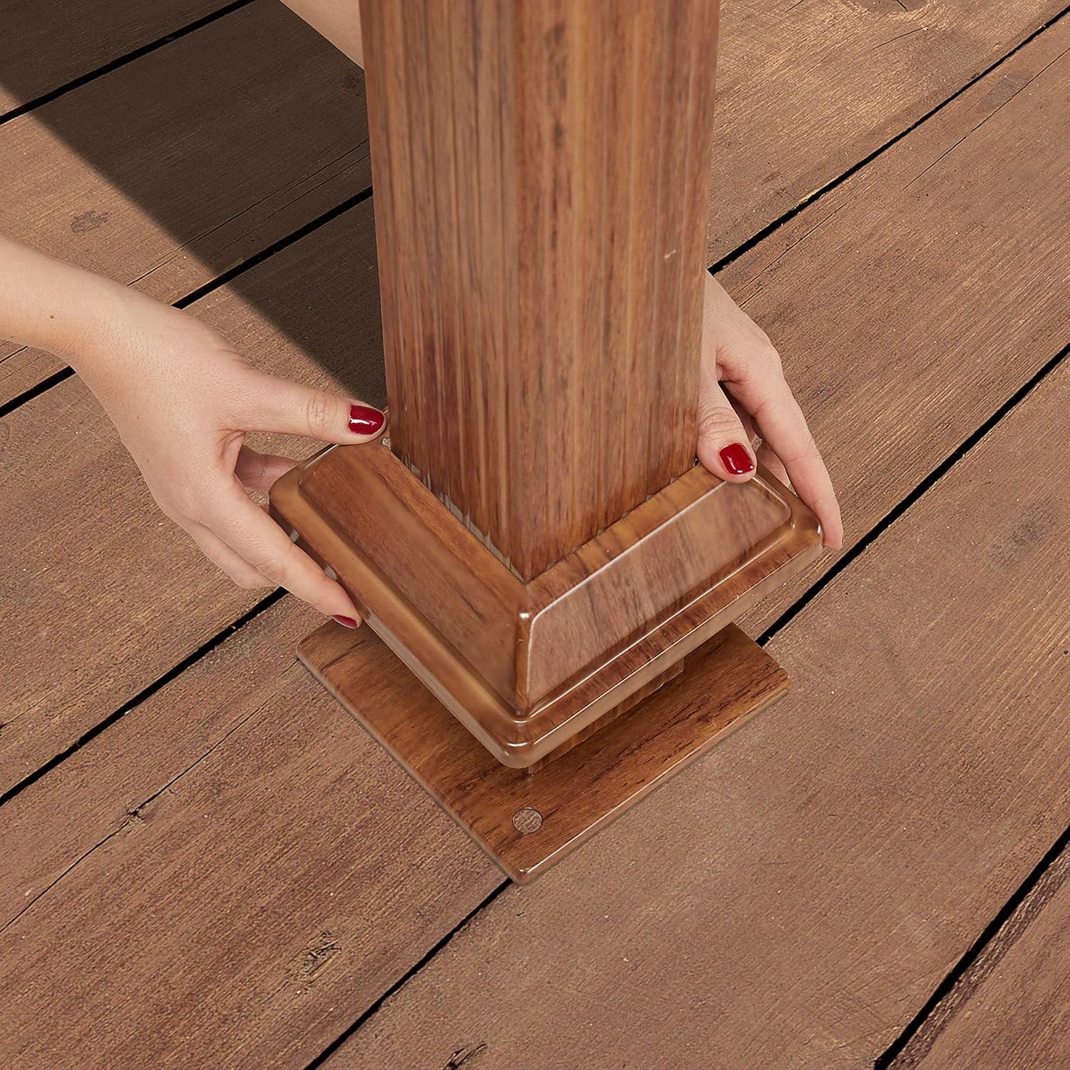 TOOLPORT Garden Gazebo 3 x 4 m Wood Effect Steel Roof Hardtop 4 Side Panels in Grey