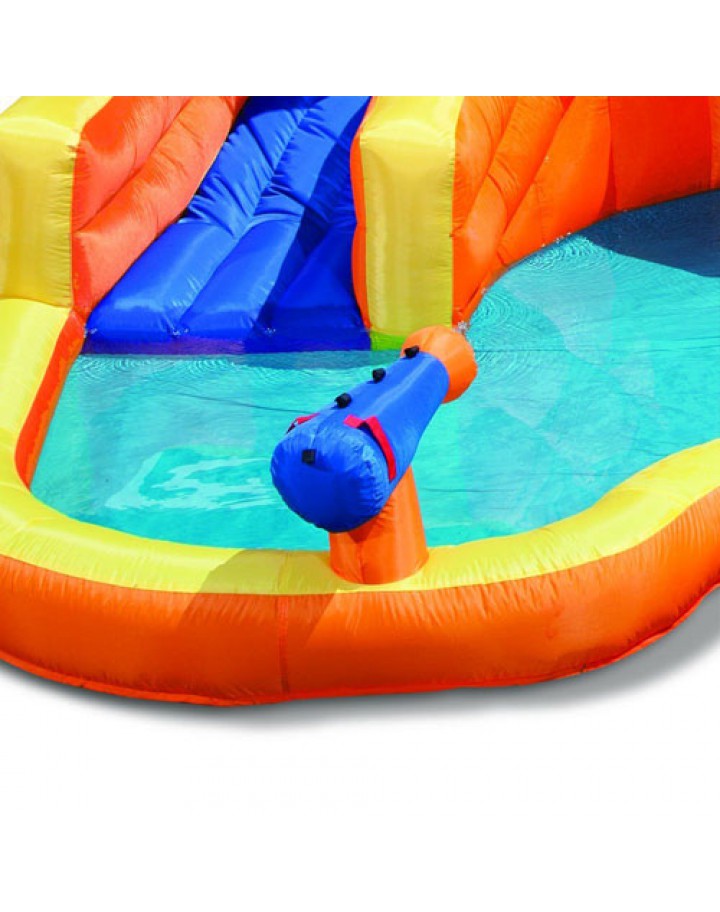 Banzai Twin Falls Lagoon Inflatable Water Slide with Climbing Wall and 2 Cannons