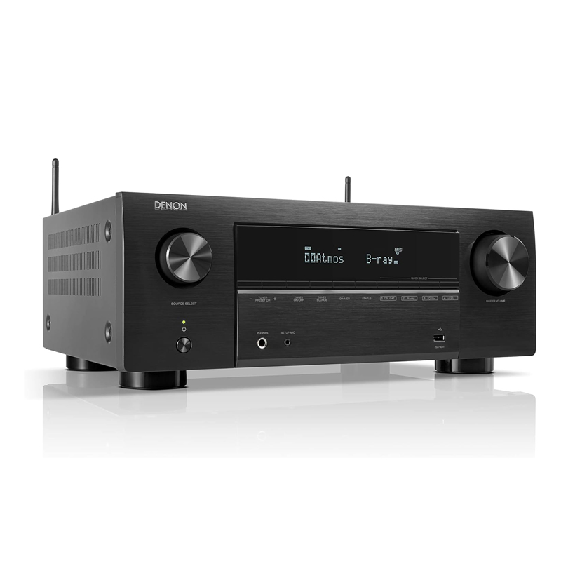 Denon AVR-X2800HDAB 7.2 Channel AV Receiver, HiFi Amplifier with Dolby Atmos, DTS:X, 6 HDMI Inputs and 2 Outputs, 8K HDMI, Bluetooth, DAB, WiFi, AirPlay 2, HEOS Mulitroom, Alexa Compatible, Black