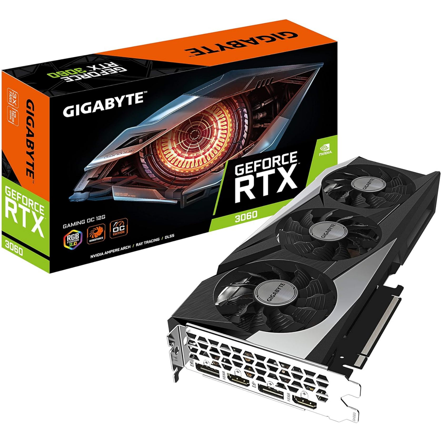 Gigabyte NVIDIA GeForce RTX 3060 Gaming OC V2 Graphics Card - 12GB GDDR6, 192-bit, PCI-E 4.0, 1837MHz Core Clock, RGB, 2x DP 1.4, 2 x HDMI 2.1, NVIDIA Ampere - GV-N3060GAMING OC-8GD