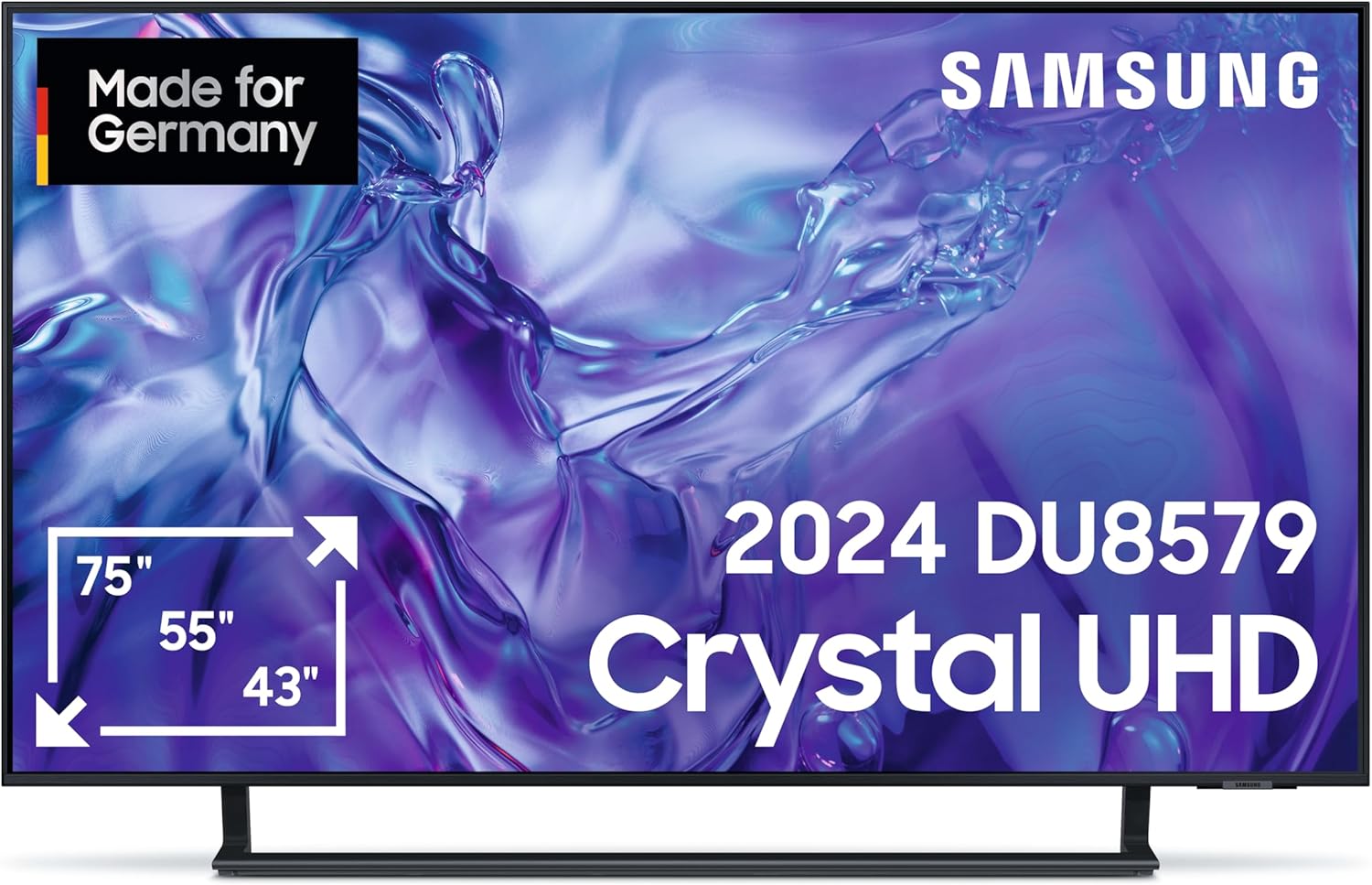 Samsung Crystal UHD 4K DU8579 TV 43 Inches, TV with Dynamic Crystal Colour, 4K Upscaling, AirSlim Design, Smart TV, GU43DU8579UXZG, German Model [2024] [Energy Class G]