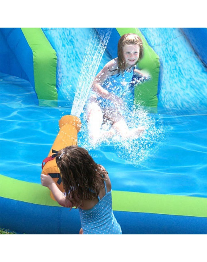 Magic Time Twin Falls Outdoor Inflatable Splash Pool Backyard Water Slide Park