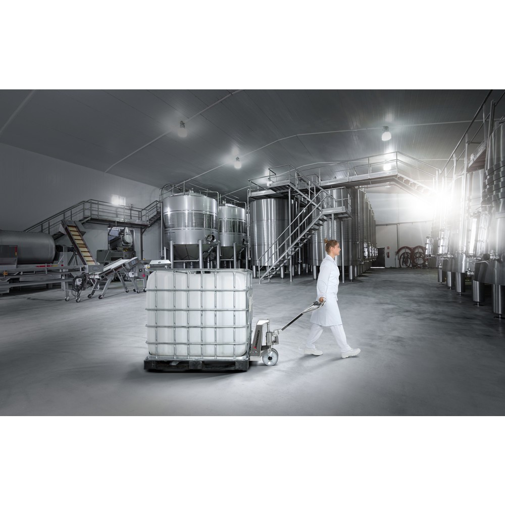 Jungheinrich AM I20p stainless steel pallet truck, professional version, 1,140 mm fork length, nylon