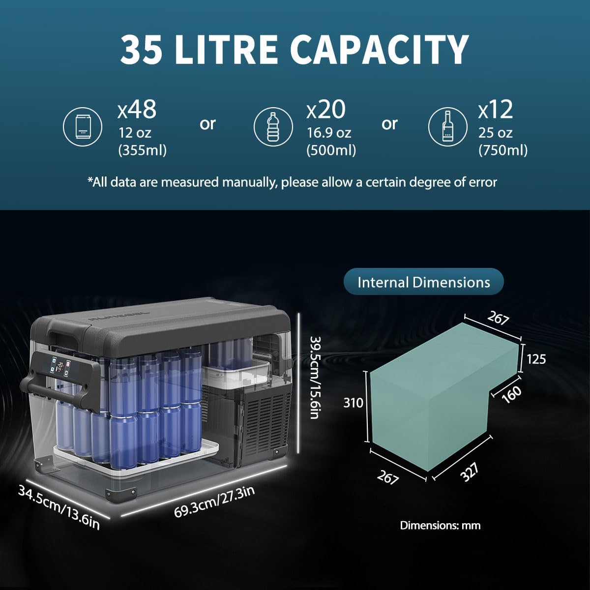 Alpicool CF35 35L Compressor Car Refrigerator, Portable Camping Fridge DC 12v Freezer for TruckCampervanRVBoat, -20℃ to 20℃ [Energy Class C]