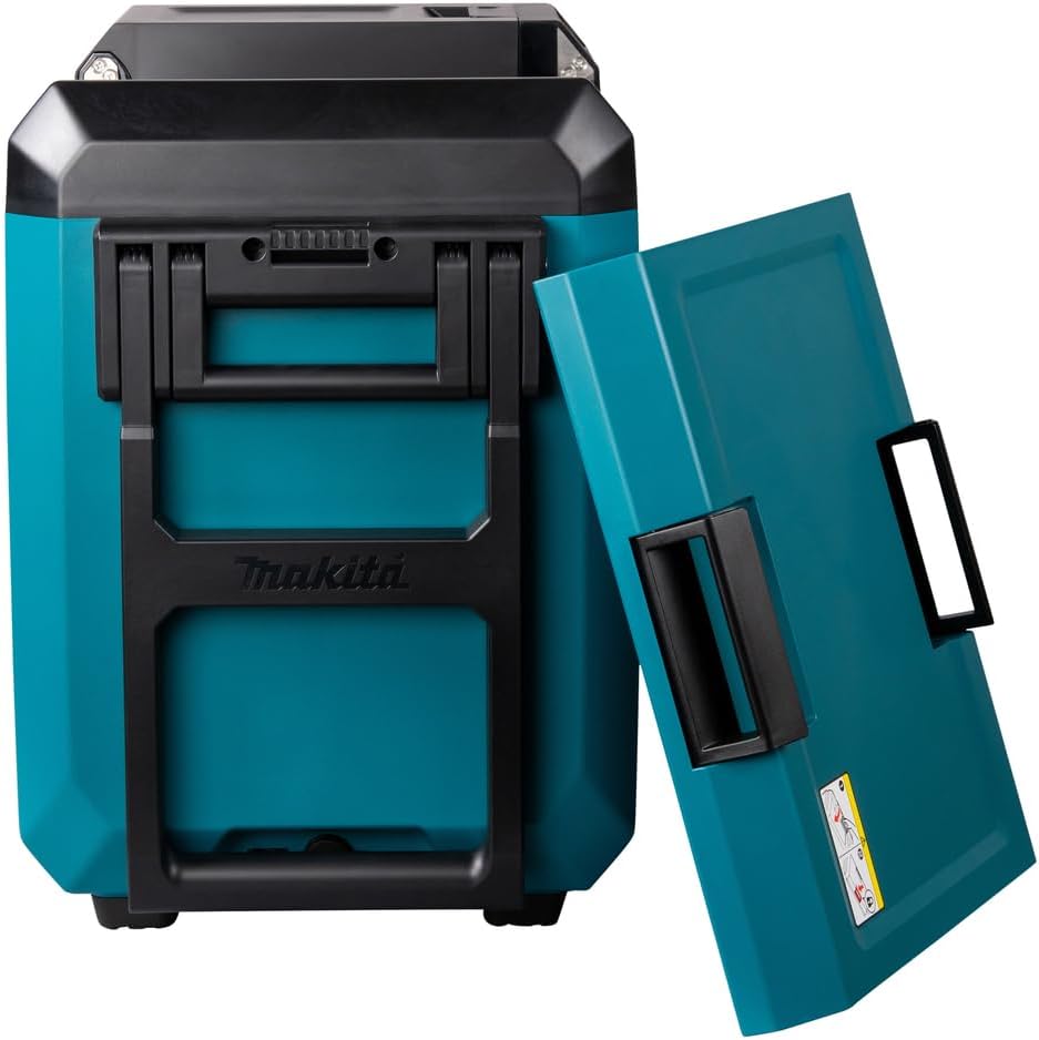 Makita 40V Battery Cooling and Heat Box, 29L Portable Refrigerator, Turquoise, IPX4 Water Resistant, Compressor Cooling System, Bottle Opener, Deep Discharge Protection