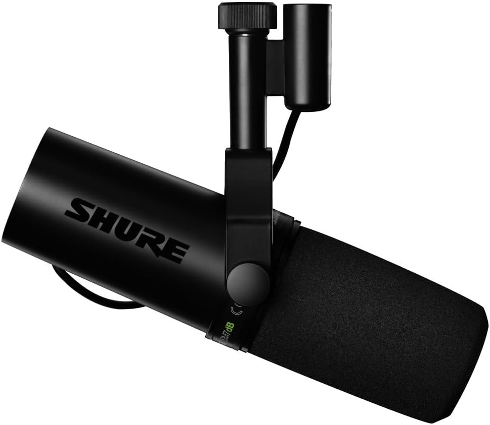 Shure SM7B Microphone Dynamique Cardioïde, Son Doux et Chaleureux pour Le Broadcast, Le Podcast ou L’Enregistrement