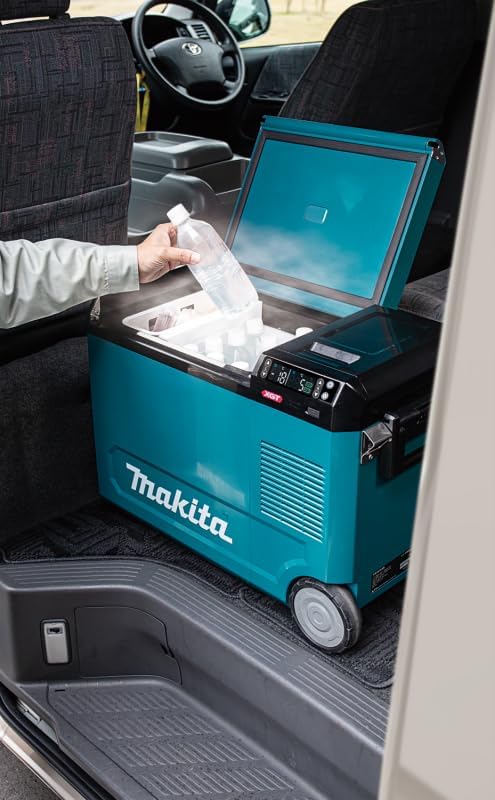 Makita 40V Battery Cooling and Heat Box, 29L Portable Refrigerator, Turquoise, IPX4 Water Resistant, Compressor Cooling System, Bottle Opener, Deep Discharge Protection
