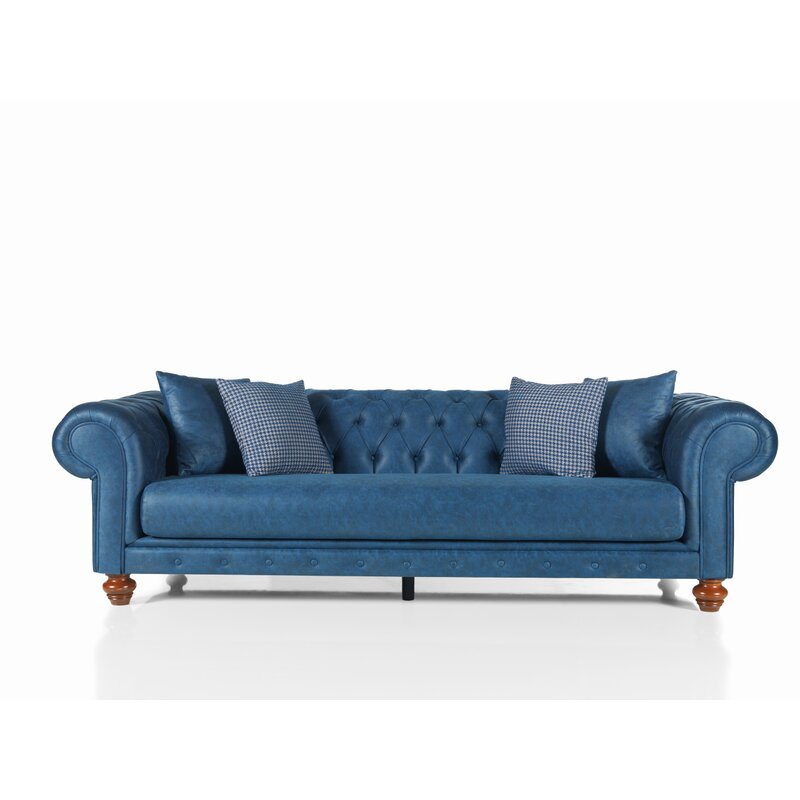 Pritt 96.1” Rolled Arm Chesterfield Sofa