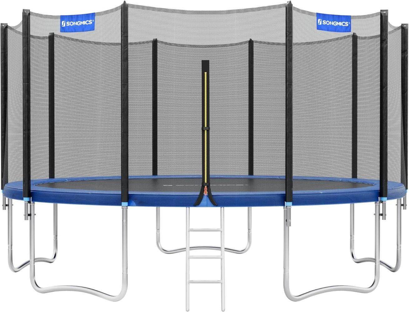 SONGMICS Outdoor Trampoline Ø 427 cm, Round Garden Trampoline with Safety Net, Ladder and Padded Poles