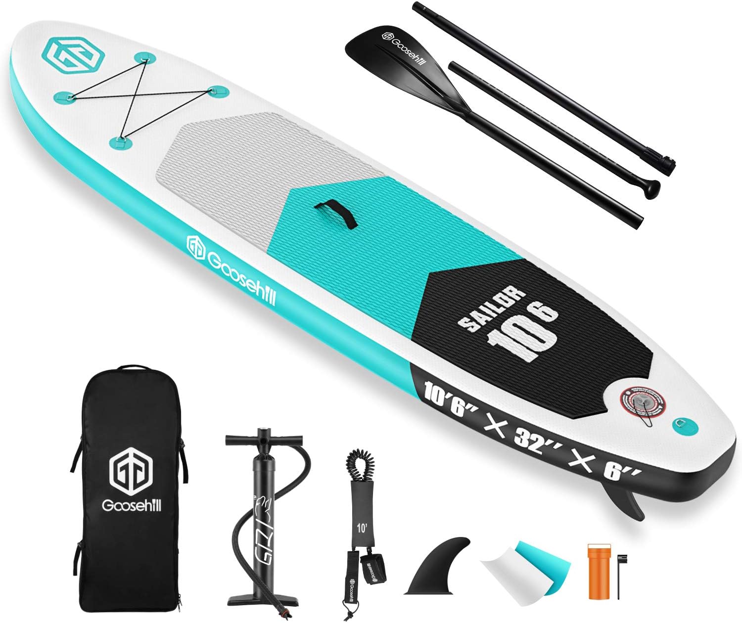 Goosehill Inflatable Stand Up Paddle Board, Premium SUP Package, 10' Long 32 Wide 6 Thick, Patterns Open for Customization